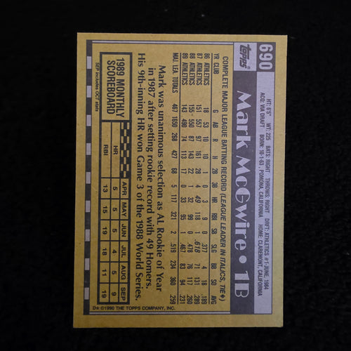 1990 Topps Mark McGwire Baseball Card #690