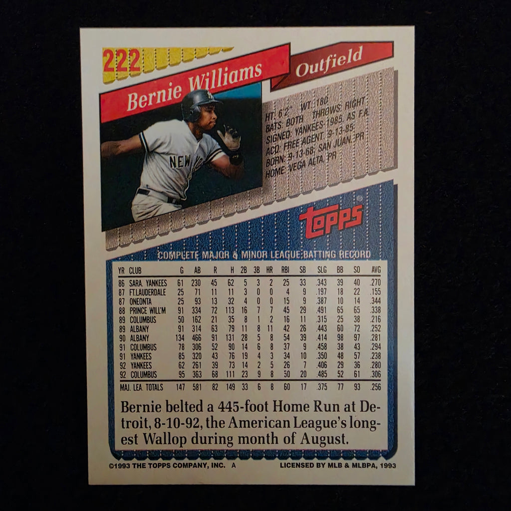 1993 Topps - Bernie Williams #222