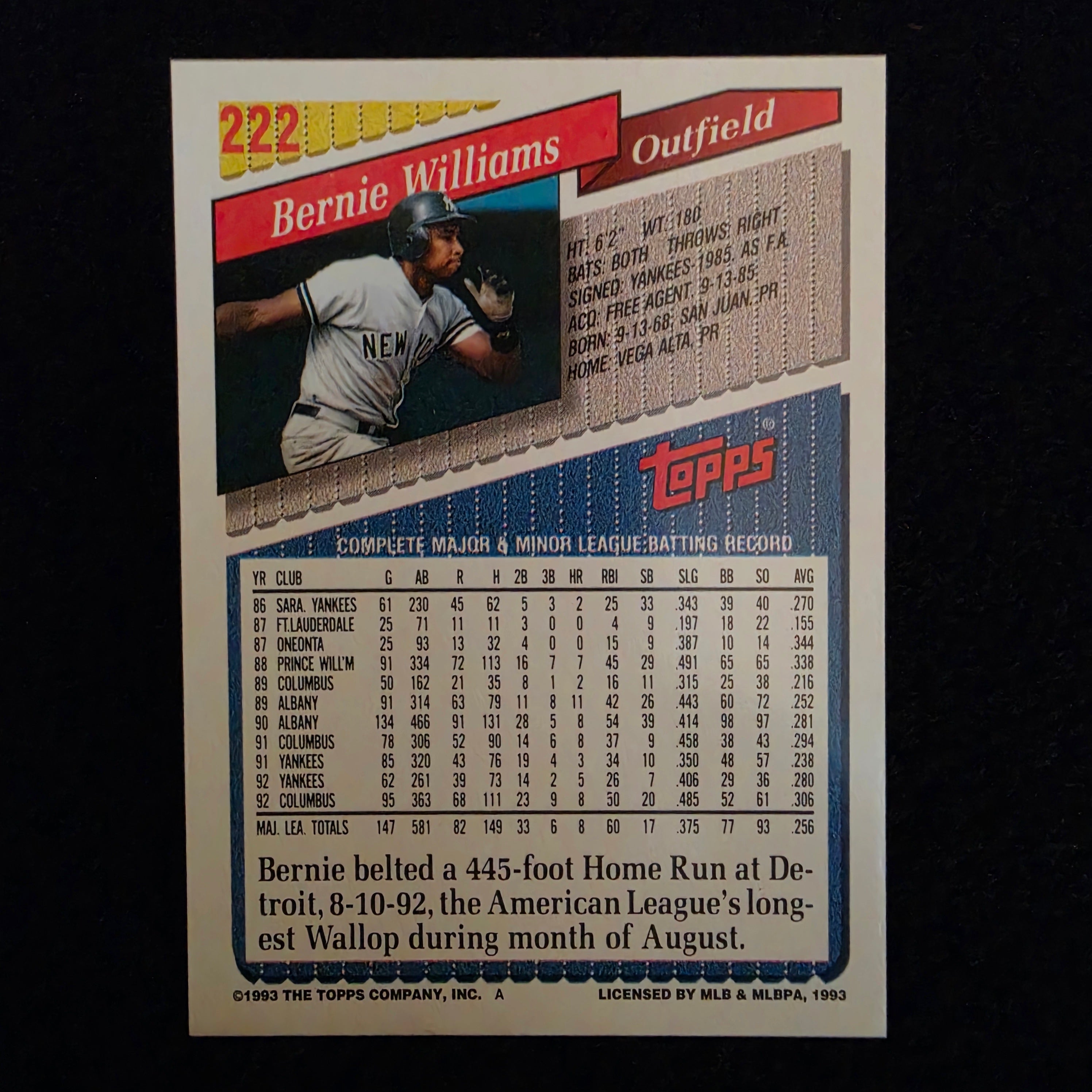 1993 Topps - Bernie Williams #222