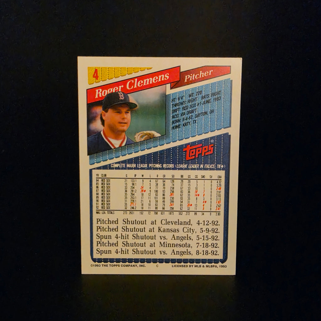 1993 Topps ROGER CLEMENS #4
